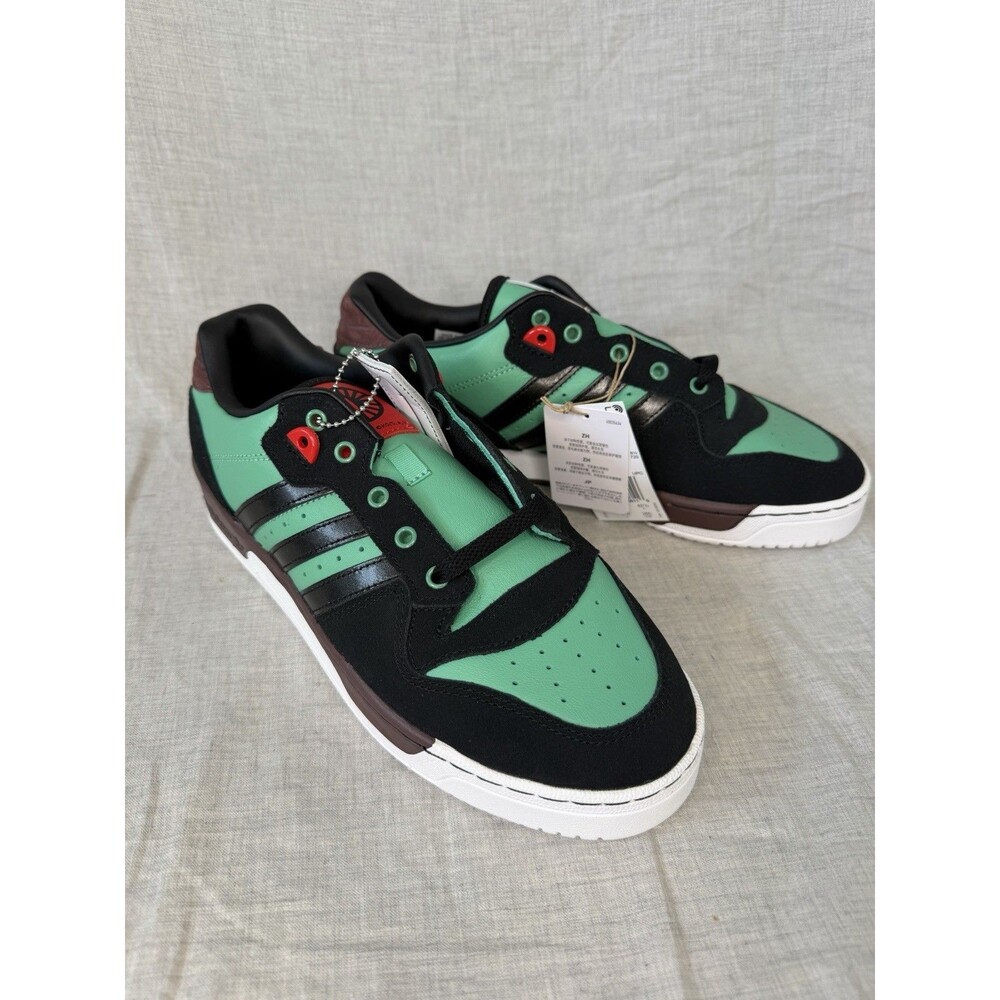 ADIDAS RIVALRY Low Originals DEMON SLAYER Mint Green & Black Tanjiro Size 9